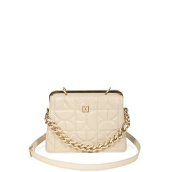 Bolsa Satchel Acolchada Cadena Chunky color Beige