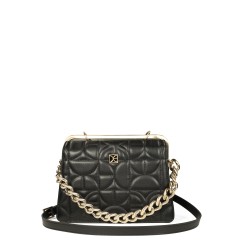 Bolsa Satchel Acolchada Cadena Chunky color Negro