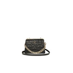Bolsa Satchel Acolchada Cadena Chunky color Negro
