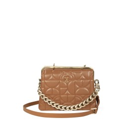 Bolsa Satchel Acolchada Cadena Chunky color Tan