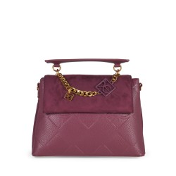 Bolsa Satchel Aplicación Cadena color Rojo Tinto