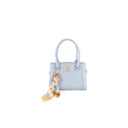 Bolsa Satchel Bordado con Mascada color Azul Celeste