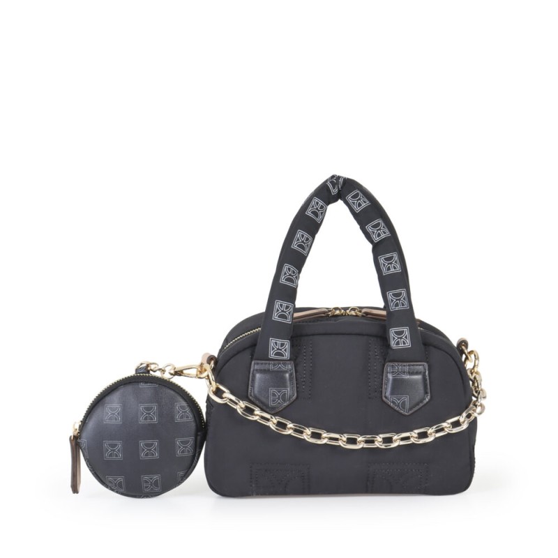 Bolsa Satchel Chica Textil con Monedero color Negro