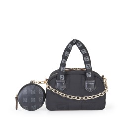 Bolsa Satchel Chica Textil con Monedero color Negro