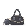Bolsa Satchel Chica Textil con Monedero color Negro