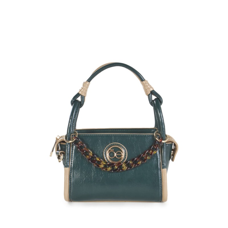 Bolsa Satchel Cloe Cadena Acrílica Carey color Verde
