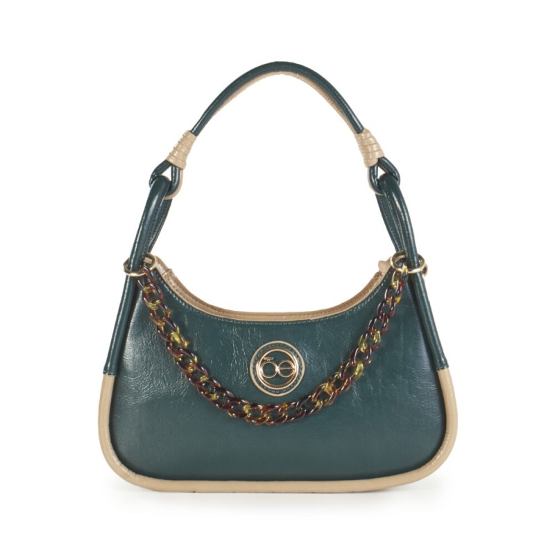 Bolsa Satchel Cloe Cadena Acrílica Carey color Verde