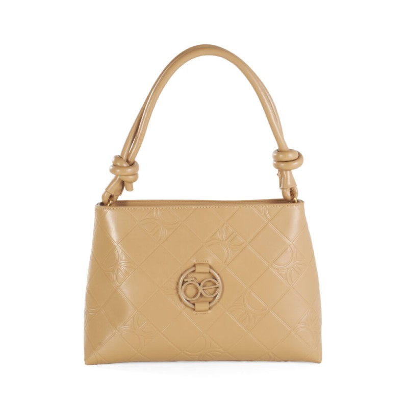 Bolsa Satchel Cloe Troquelado a Rombos color Beige