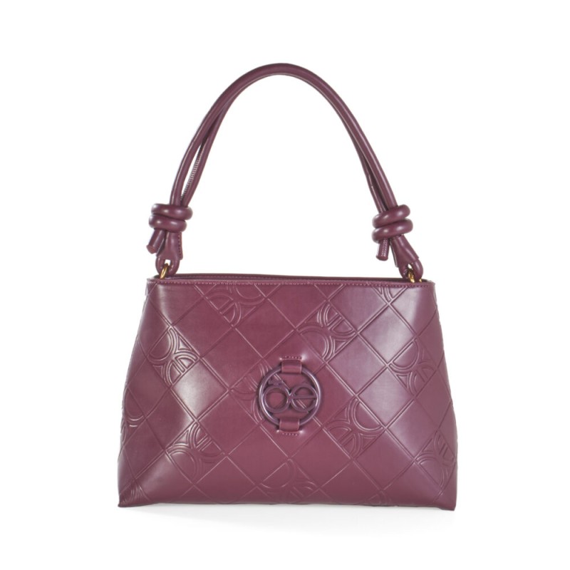 Bolsa Satchel Cloe Troquelado a Rombos color Rojo Tinto