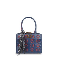 Bolsa Satchel con Mascada color Azul Marino