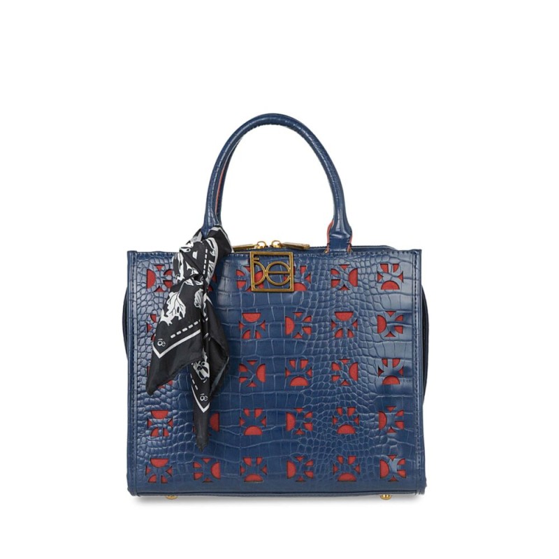 Bolsa Satchel con Mascada color Azul Marino