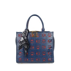 Bolsa Satchel con Mascada color Azul Marino