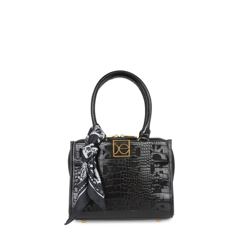 Bolsa Satchel con Mascada color Negro